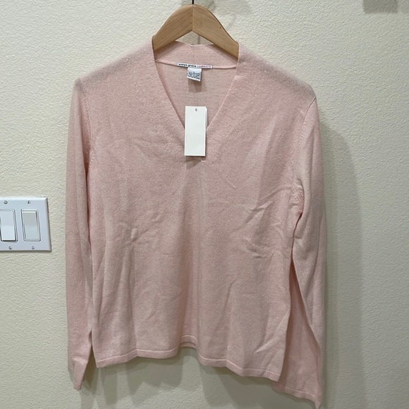 Evelyn Grace Pink 100% 2Ply Cashmere Sweater—Beautiful!  New With Tags-Repair - Picture 1 of 8